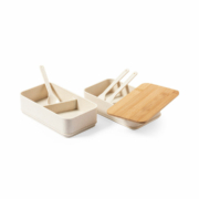Compartment Lunchbox bamboo open with cutlery