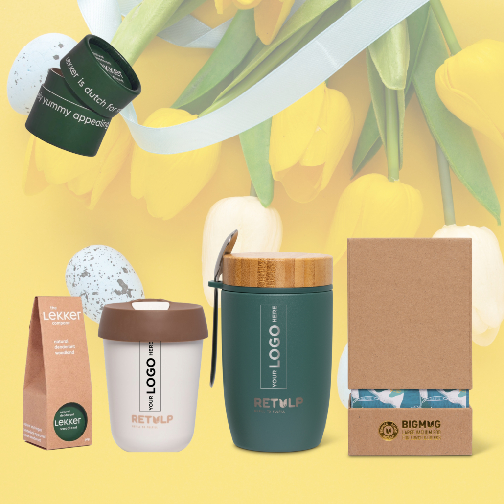 April essential pack with big mug foodpod, travel cup and woodland delicious company deodorant