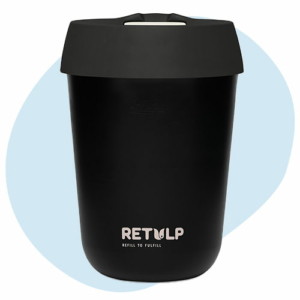 Retulp reusable coffee mug best tested SUP-wet Travelcup black with black cap