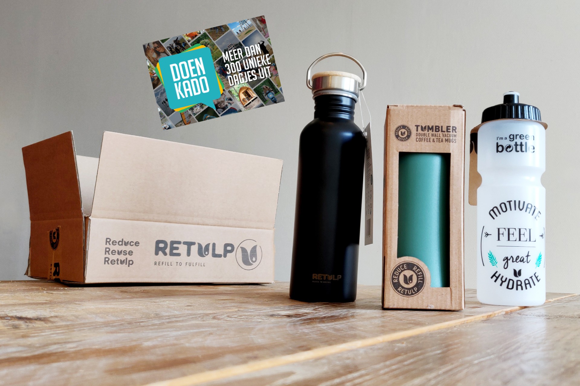 2024 Retulp thermos flessen, koffiebeker en cadeaubonnen combinatie geschenkpakket